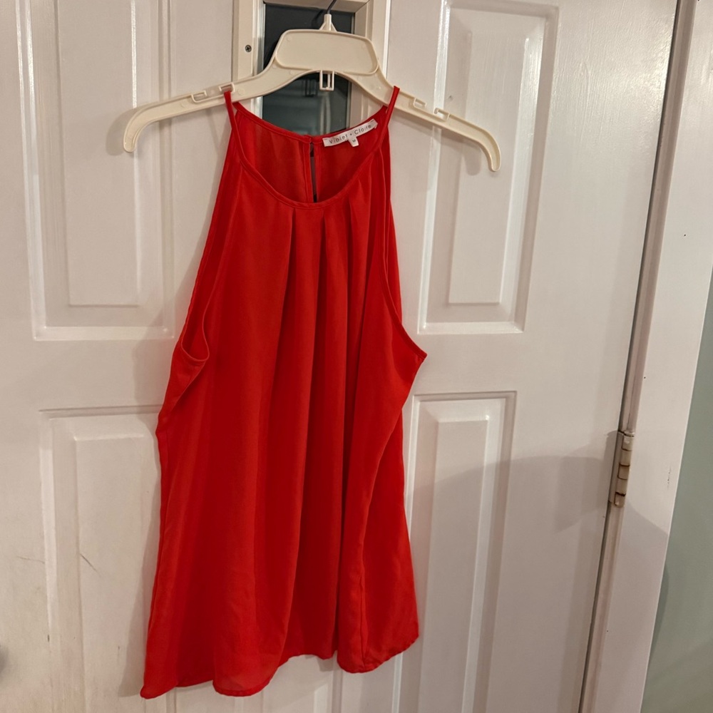 Violet & Claire Vibrant Red Sleeveless Blouse